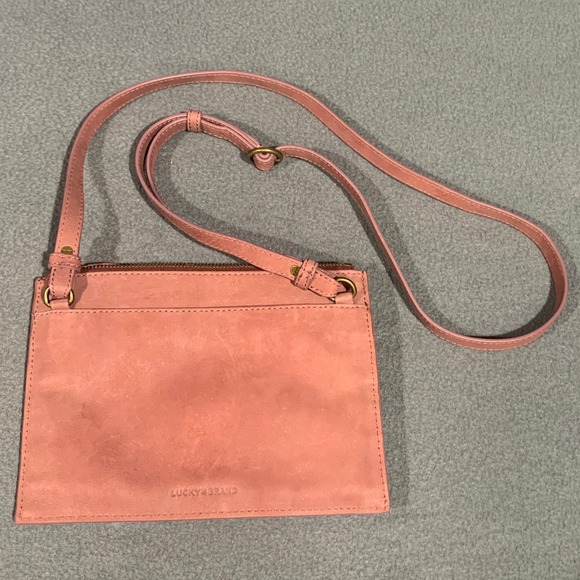 Lucky‎ Brand Crossbody Bag Suede Leather Mauve Pink Small Purse - Picture 3 of 8